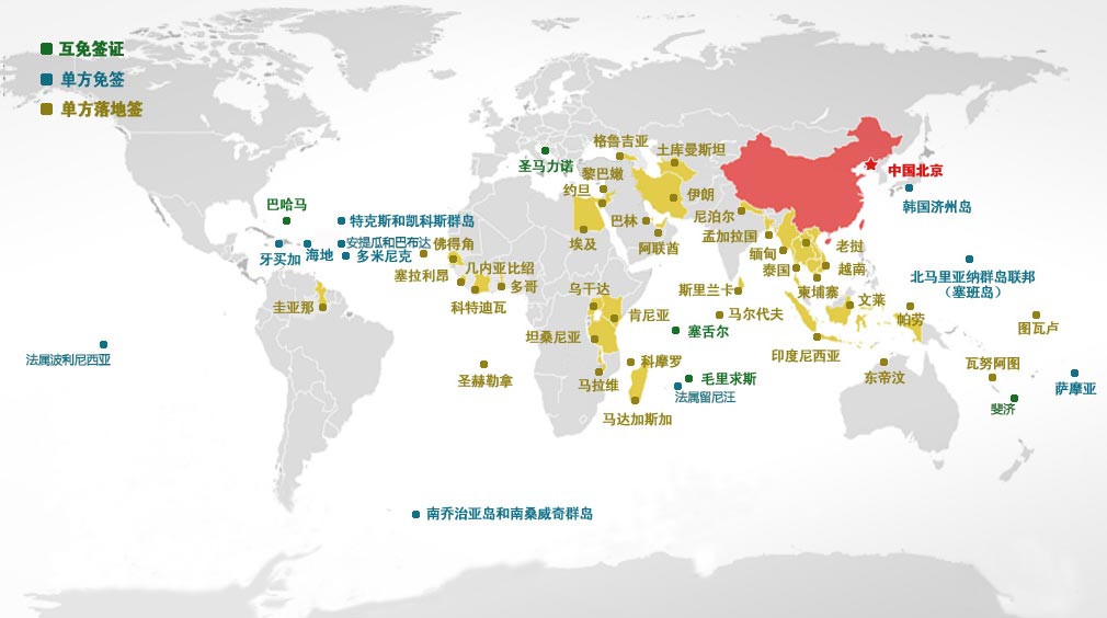 免签落地签国家图